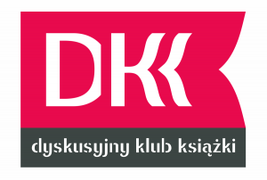 różowo-czarne logo DKK z napisem: dyskusyjne kluby książki