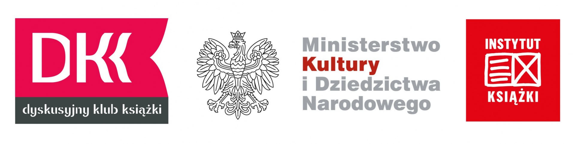 Logotypy: Dyskusyjne Kluby Książki, Ministerstwo Kultury i Dziedzictwa Narodsowego, Instytut Książki